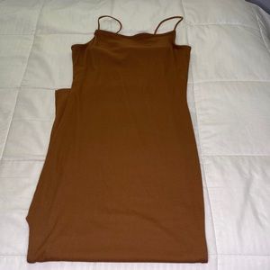 Size S long body con brown dress